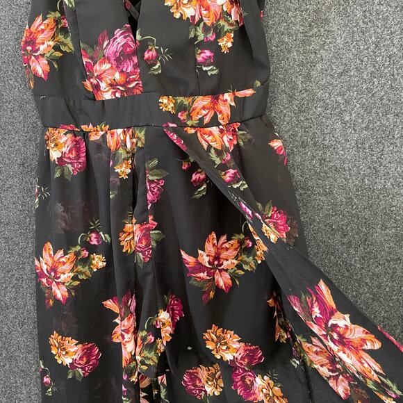 Ambiance Black Floral Maxi Romper Women’s L Whimsigoth Witchy Boho Festival - Picture 10 of 11